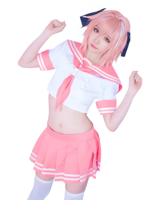 Astolfo Costume - Complete Pink Anime Sailor Outfit front view