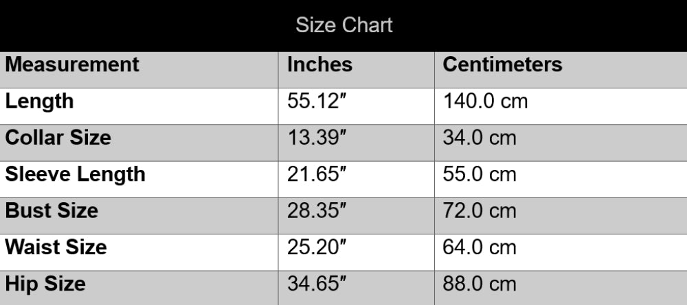 Size chart for clothing measurements in inches and centimeters Size chart for clothing measurements in inches and centimeters