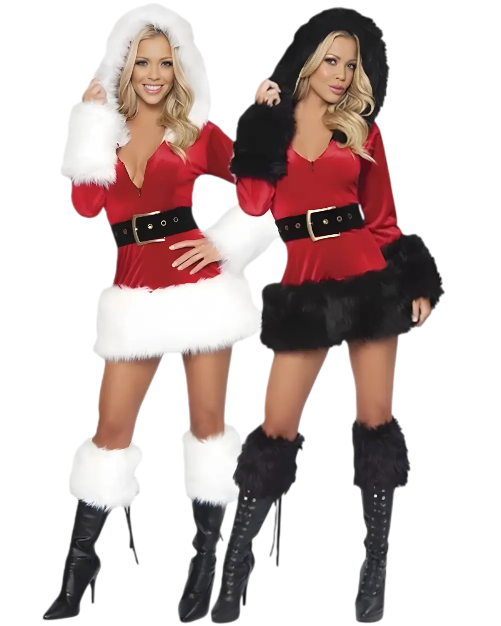 Women's Sexy Santa Costume Hooded Dress Costume Glamour — free download