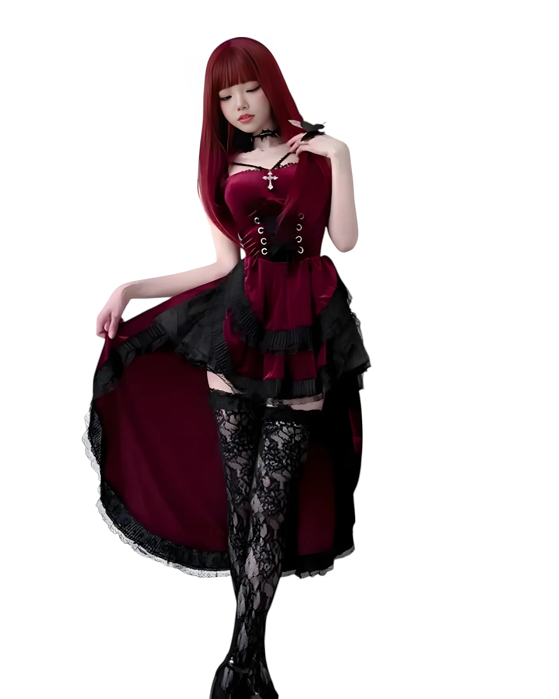 women's red and black sexy dress for a vampire coronation Isabella Dark Gothic Vampire Costume