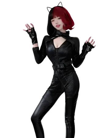 Glossy anime high-shine catsuit for cosplay, front view