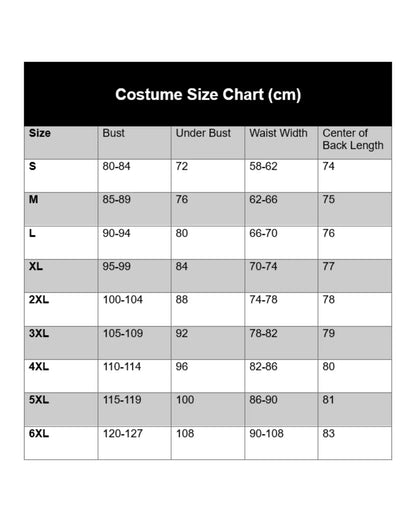 Black and white maid outfit with lace trim and apron, classic French maid costume for cosplay and themed events size chart