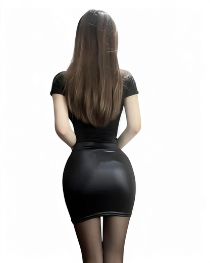 Leather mini skirt made from faux leather with a sleek bodycon fit back.