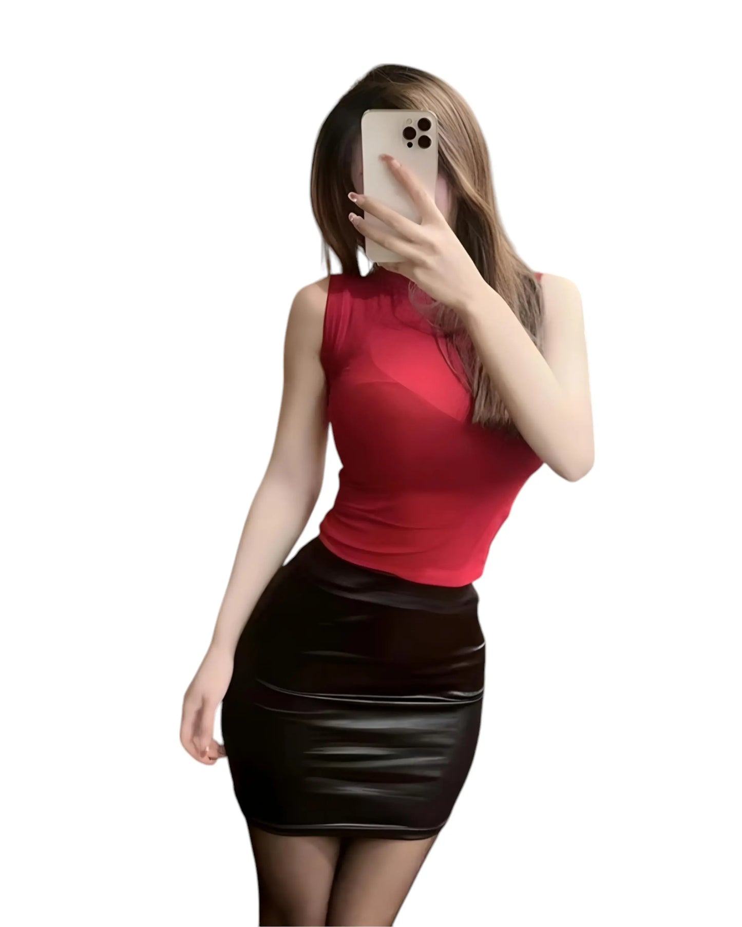 Leather mini skirt made from faux leather with a sleek bodycon fit front.