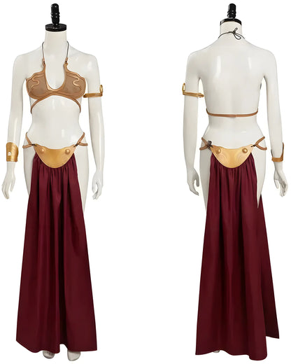 Leia Slave Bikini - Princess Leia Golden Cosplay Set for cosplay and conventions. set on mannequin