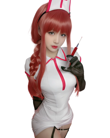 Makima white nurse cosplay costume, front view