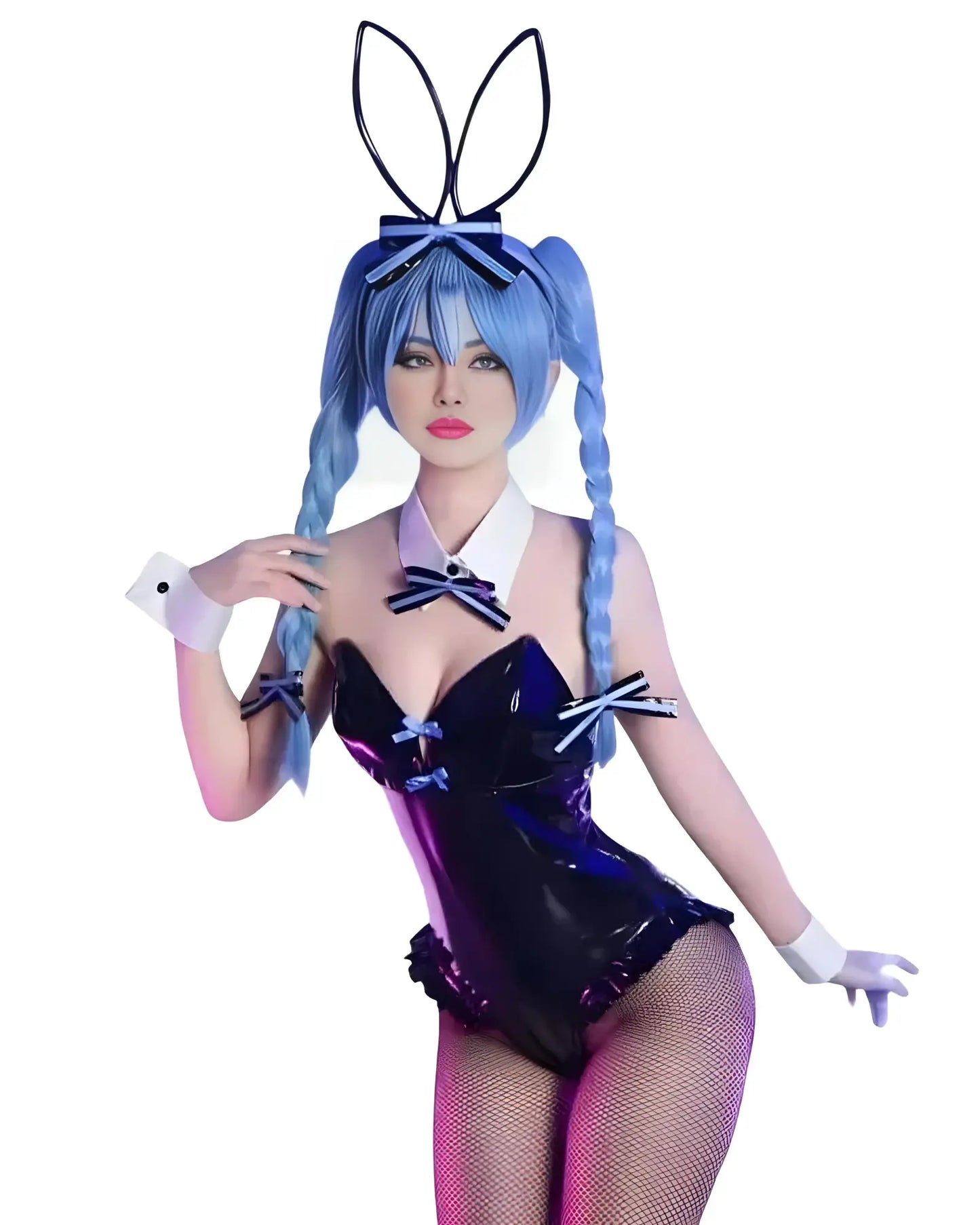 A cosplayer wearing Miku Outfit - Hatsune Miku Bunny Suit Cosplay Costume standing