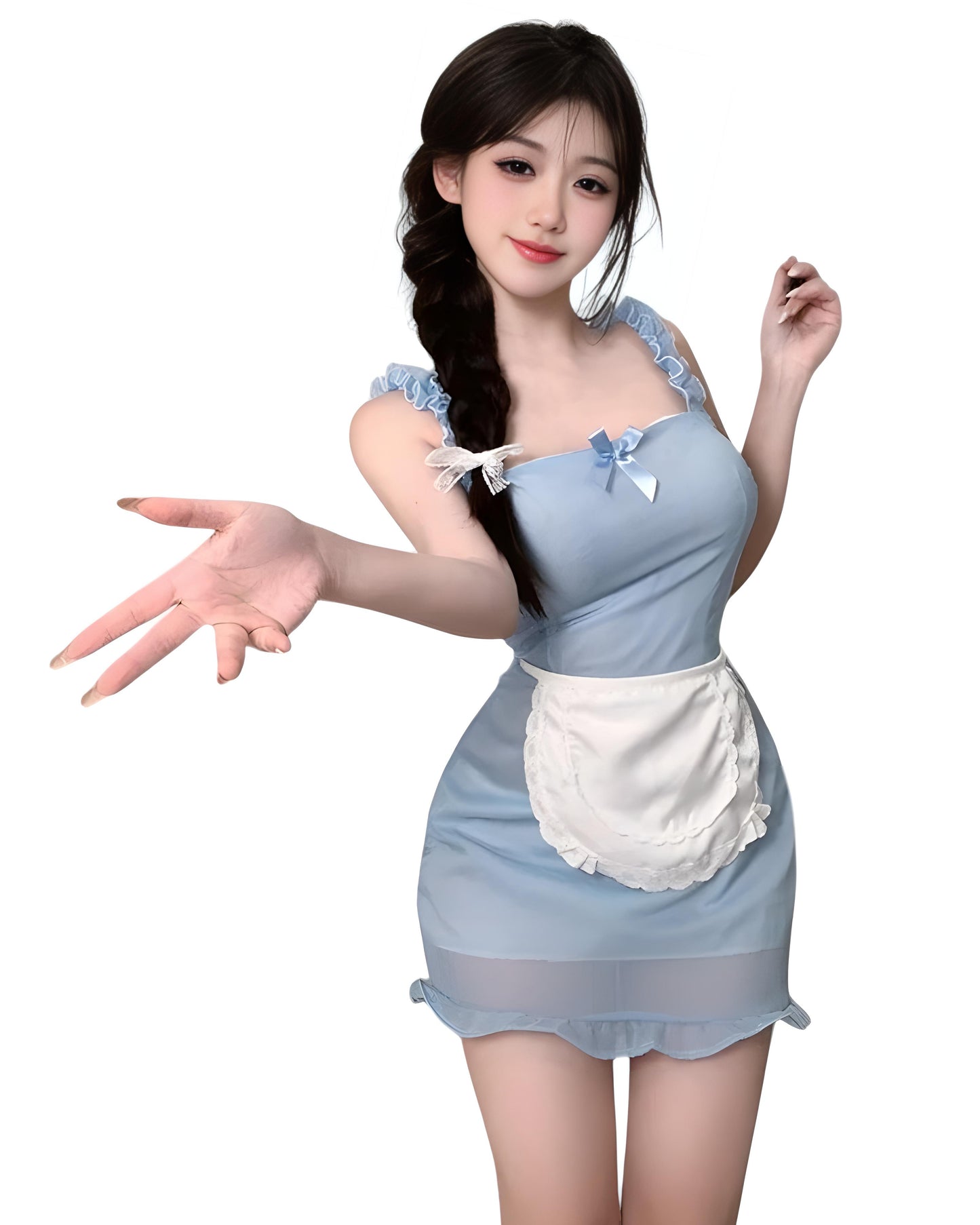 Milkmaid outfit – Frilly French maid costume with lace and apron