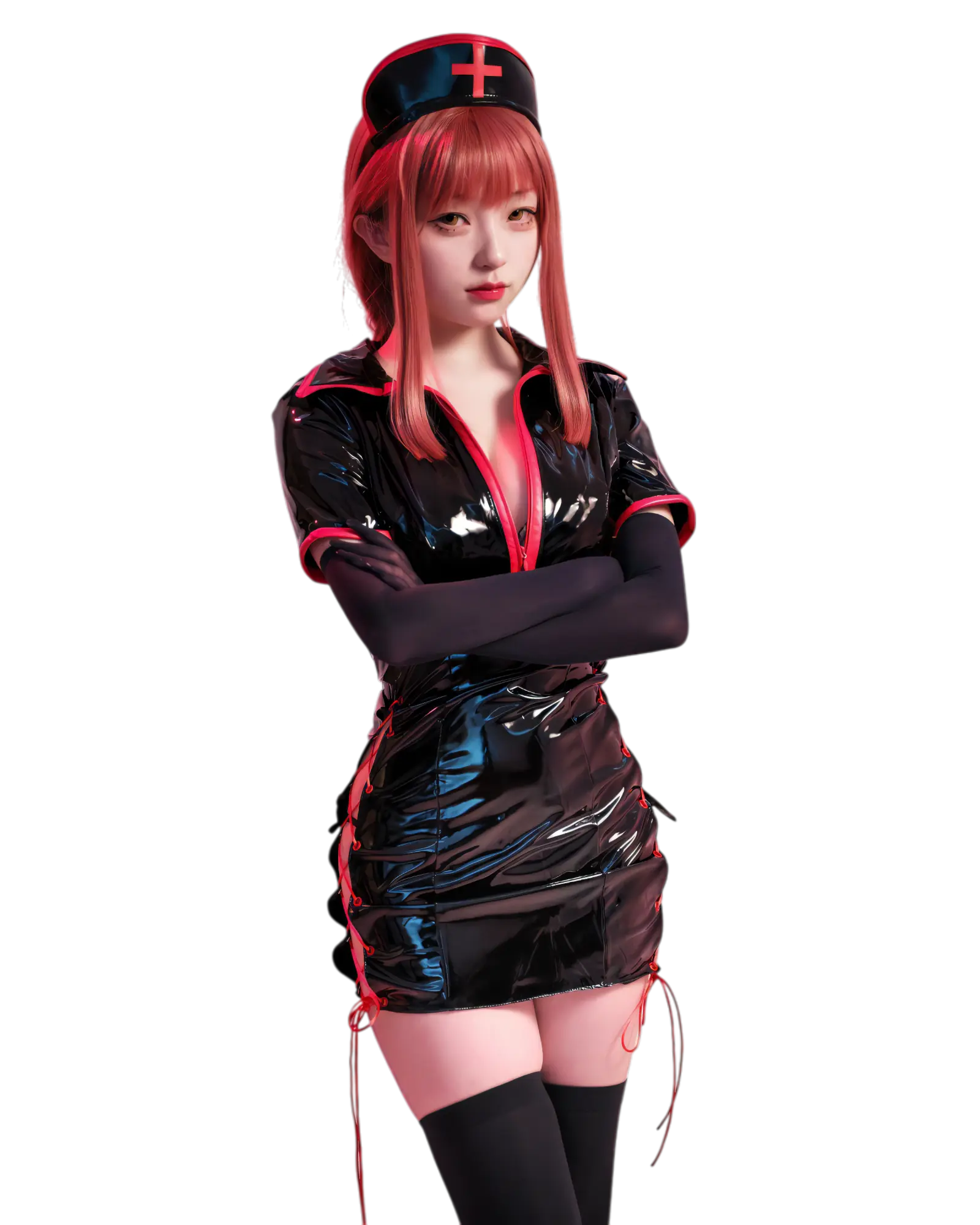 Makima Cosplay Costume Latex Nurse Anime Outfit makima-cosplay-costume-latex-nurse-anime-outfit
