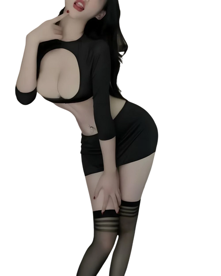 Secretary Costume Lingerie - Black Corset & Skirt Set