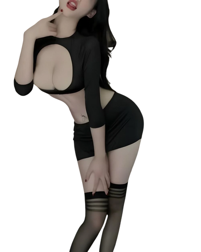 Secretary Costume Lingerie - Black Corset & Skirt Set