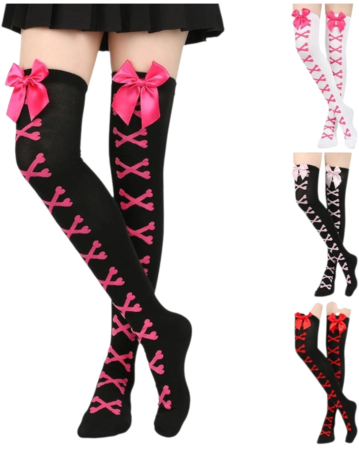 Skeleton Bone Thigh High Socks | Femboys & Women