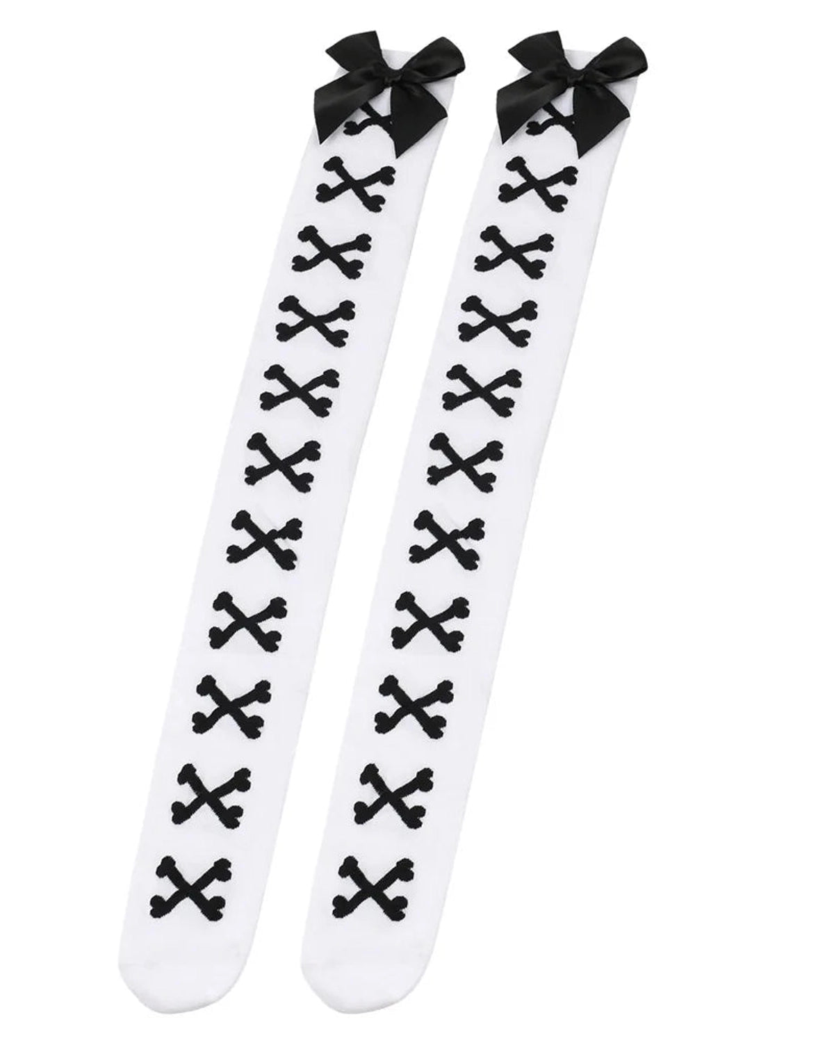 Skeleton bone-print thigh high stockings gallery view 53 for femboys and women