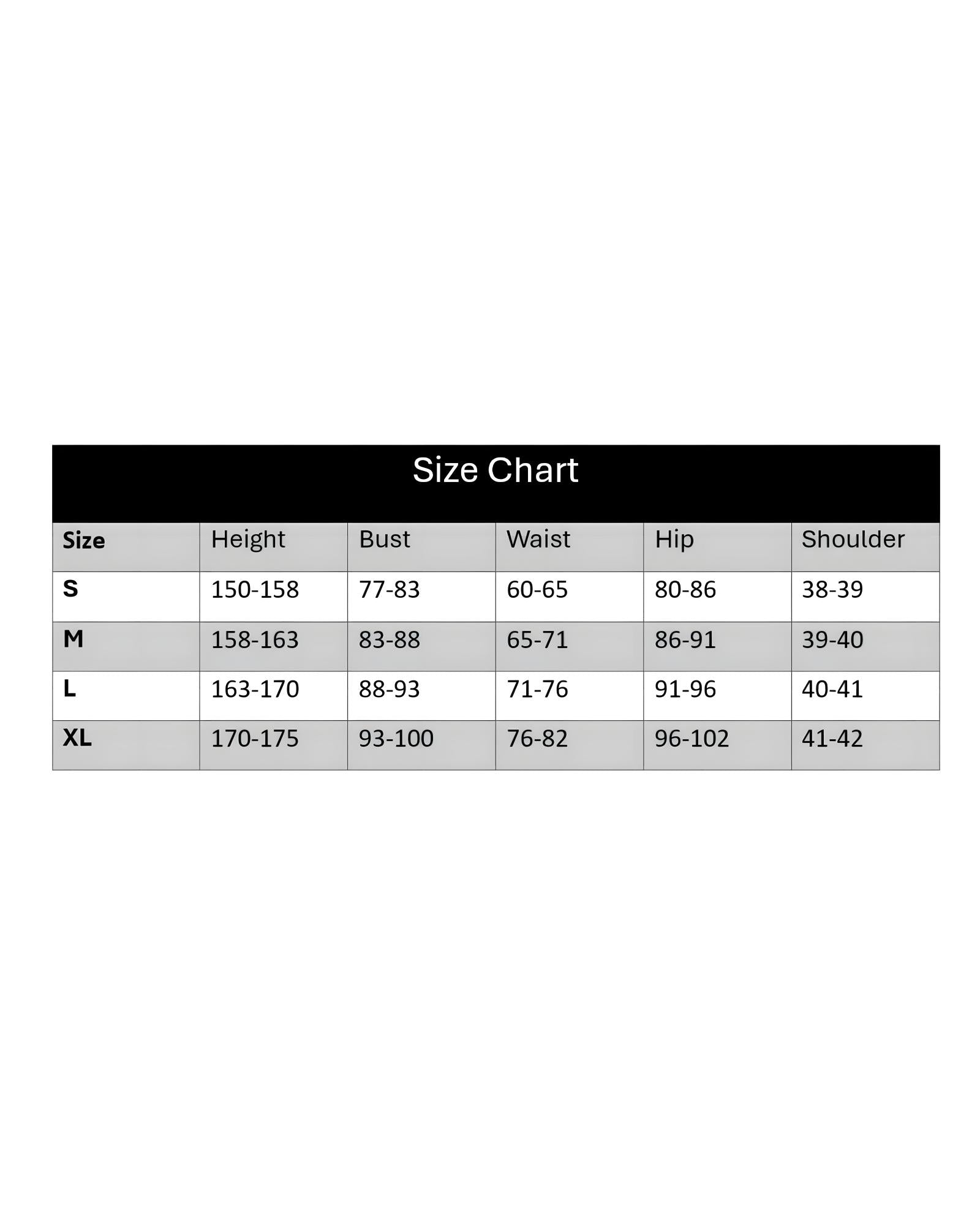 Size chart of Soda maid costume – Nikke Goddess of Victory cosplay