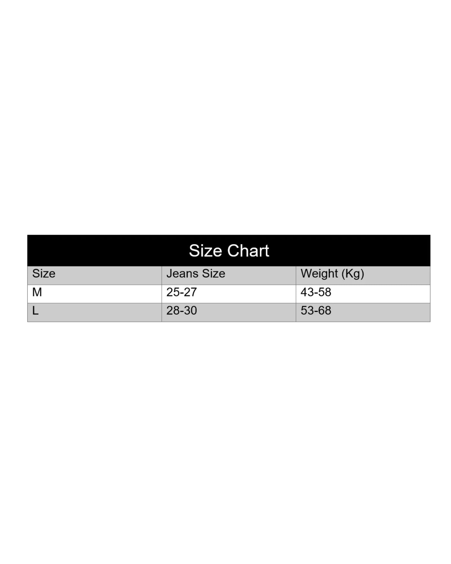 size chart