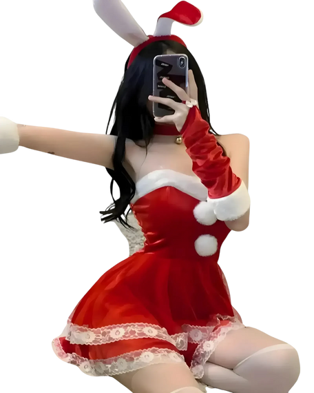 Santa Claus Christmas cosplay party costume  red sitting