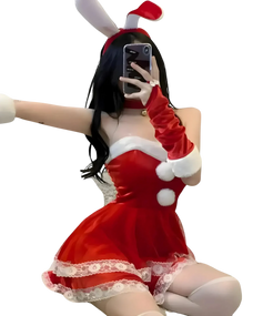Santa Claus Christmas cosplay party costume  red sitting