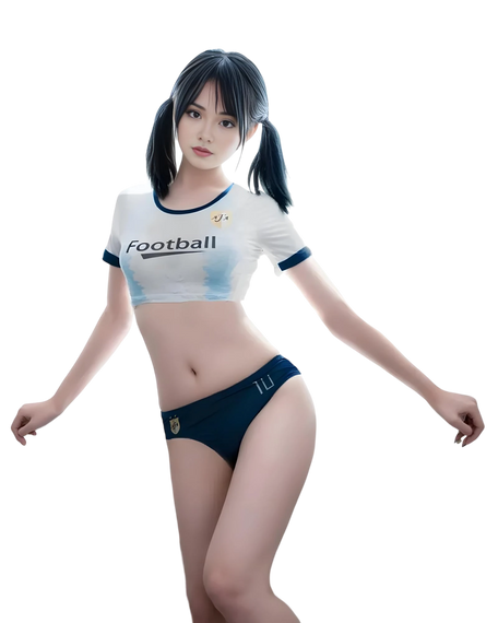 Person wearing a sports-themed outfit with 'Football' text on a white background